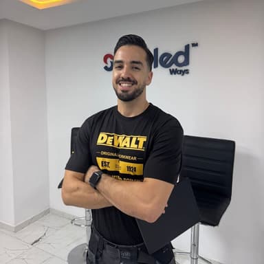 Hadri, founder of Simpled Services, in the company office