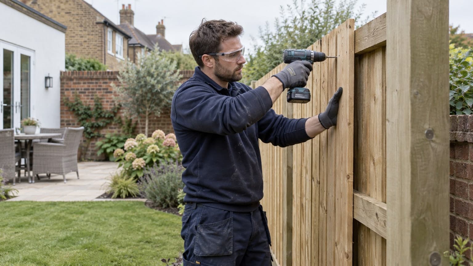 Garden fencing installation beside a residential garden