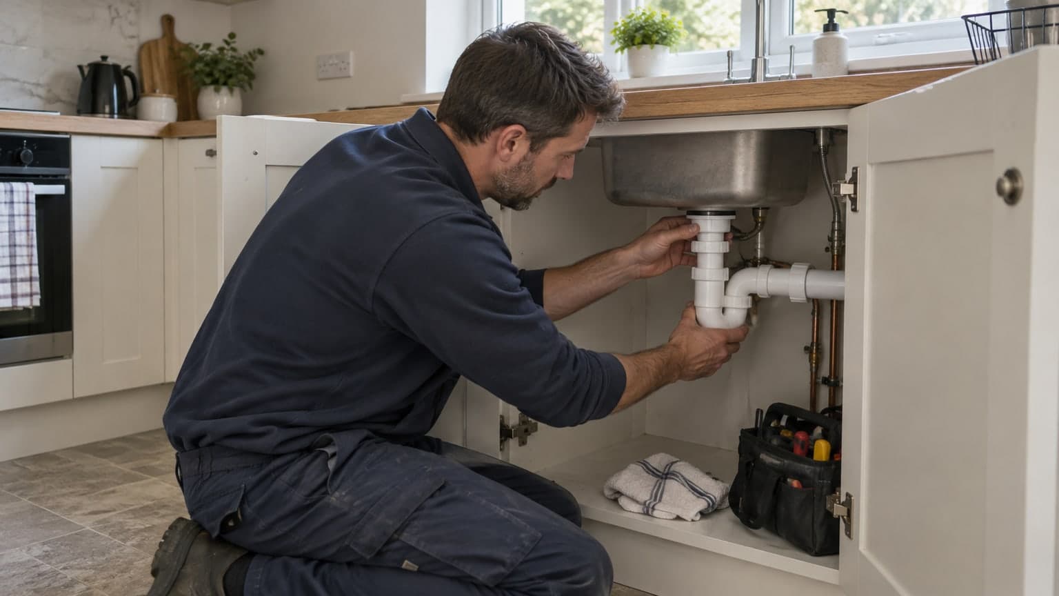 Under-sink waste-pipe inspection and repairs.