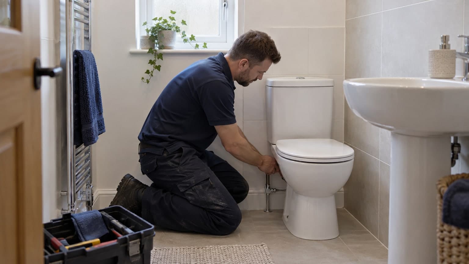 Toilet fitting and bathroom maintenance.