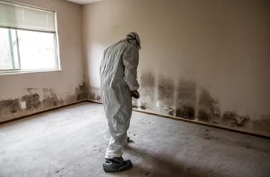 Specialist carrying out a damp survey in a London home