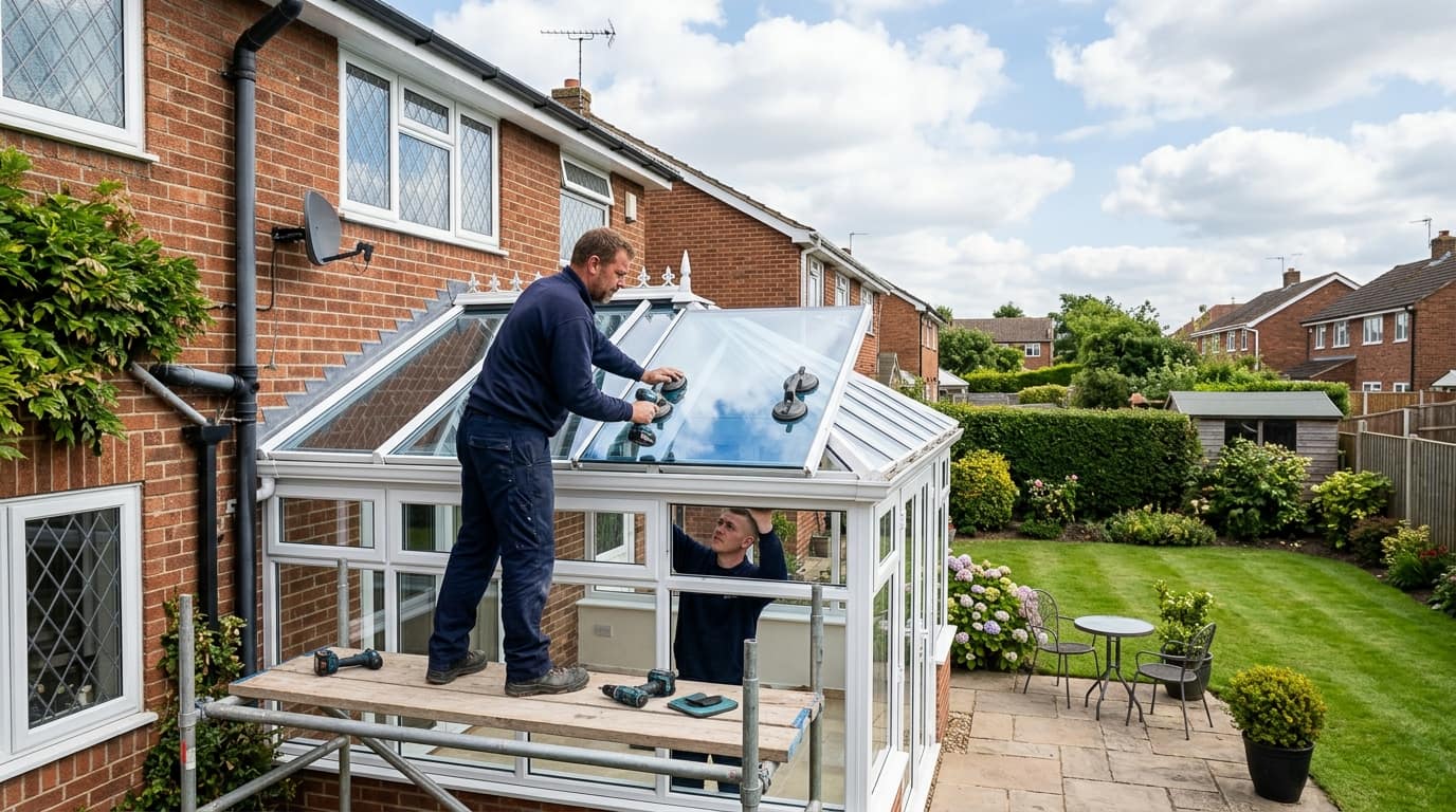 Garden fencing and conservatory exterior